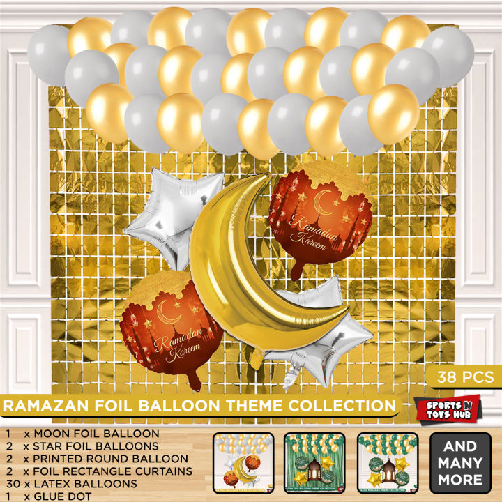 Ramadan Mubarak Foil Balloons Theme Collection, Ramdan Kareem Decor Balloon & Themes For Dining Area, Drawing Room & Lounge Celebrate, Islamic Festive Event Ramazan Decorations, Ramzan Gifts Decorate Your Home Office & Shop Blessed Ramadhan : GGOfBJbG
