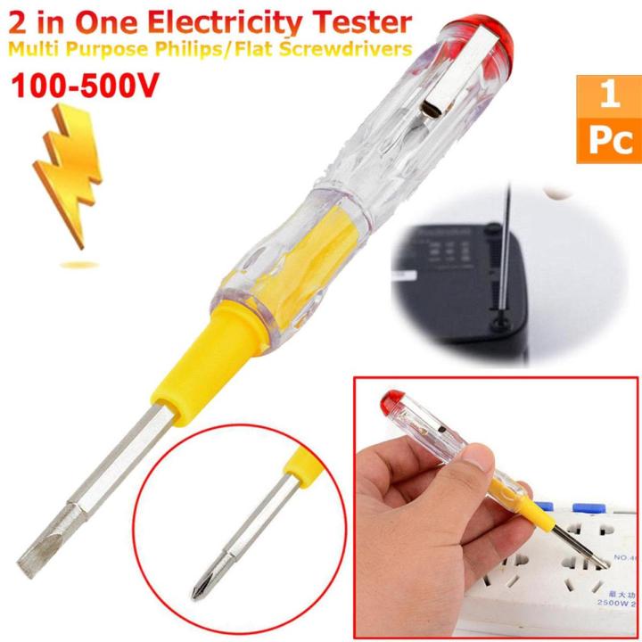 Power Tester Screwdriver Electrical Testing Pen Double-Head 2 in 1 Function Philips and Flat