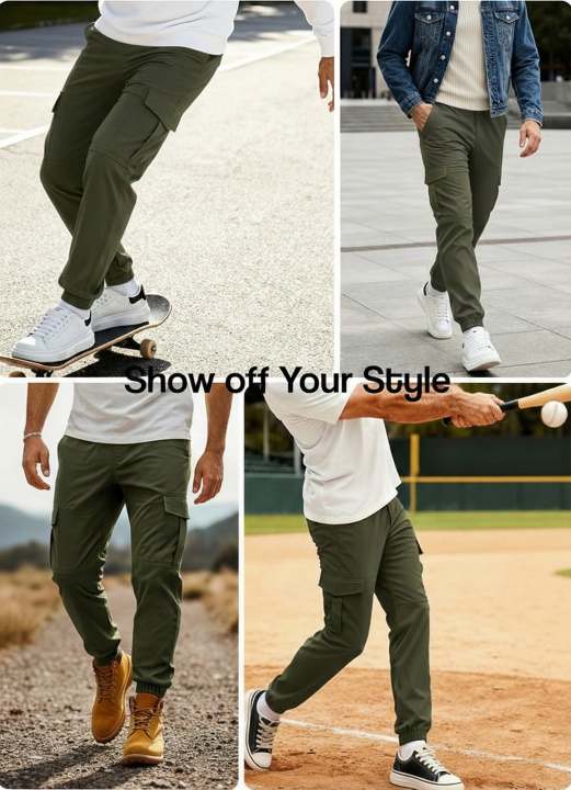 London Bridge - Cargo Woven stretch SpandexDry Pants For Men - Olive