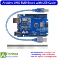 Arduino UNO R3 SMD Edition with USB Cable | ATmega328P Microcontroller Development Board for Robotics, IoT & DIY Projects by Electrica. 