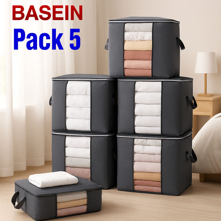 BASEIN%20Multi-Purpose%20Foldable%20Storage%20Bags%20for%20Clothes,%20Bedding,%20and%20Travel%20-%20Large%20Capacity%20Organizer%20with%20Durable%20Material,%20Pack%202/5%20-%20Image%202