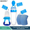 Pack Of 3 Baby Silicone Squeeze Spoon Feeder With Baby Fruit Pacifier and Baby Kneepad For Crawling Baby Feeders. 