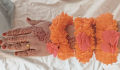 gajray for girls flower artificial orange red gajra for mehndi stylish for hand gajra gajra jewelry flower bracelet 2 pc. 