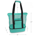 Large Mesh Beach Cooler Bag Outdoor Camping Picnic Bag Storage Bag Drink Food Cooler Tote Bag Thermal Insulation Lunch Box. 
