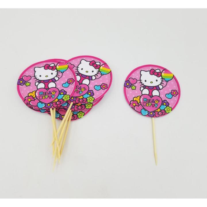 HELLO KITTY THEME CUPCAKE TOPPER - PACK OF 10 CUPCAKE TOPPERS - HELLO KITTY CUPCAKE TOPPERS
