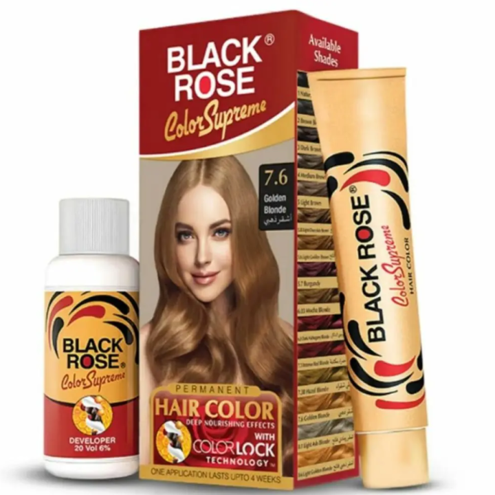 Black Rose Color Supreme Hair Color - Shade No: 7.6 Golden Blonde Excellent Quality