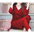 Rubika Fashion Most Hit Collection 2 Piece Unstitched Katan Silk Plain Shirt  & Trouser For Women-Red. 