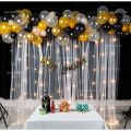 Golden and Black Theme Of Birthday  Bunting Banner,"30 Balloons,5 x Confetti Balloons & Fairy light -Themes For Girls & boys,Home Decoration ,Birthday kit. 