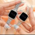 Diamond Touch Screen LED Watch For Ladies | Stainless Steel Chain in Round Dial For Girls | Digital Wristwatch For Women in Square Dial Shape. 