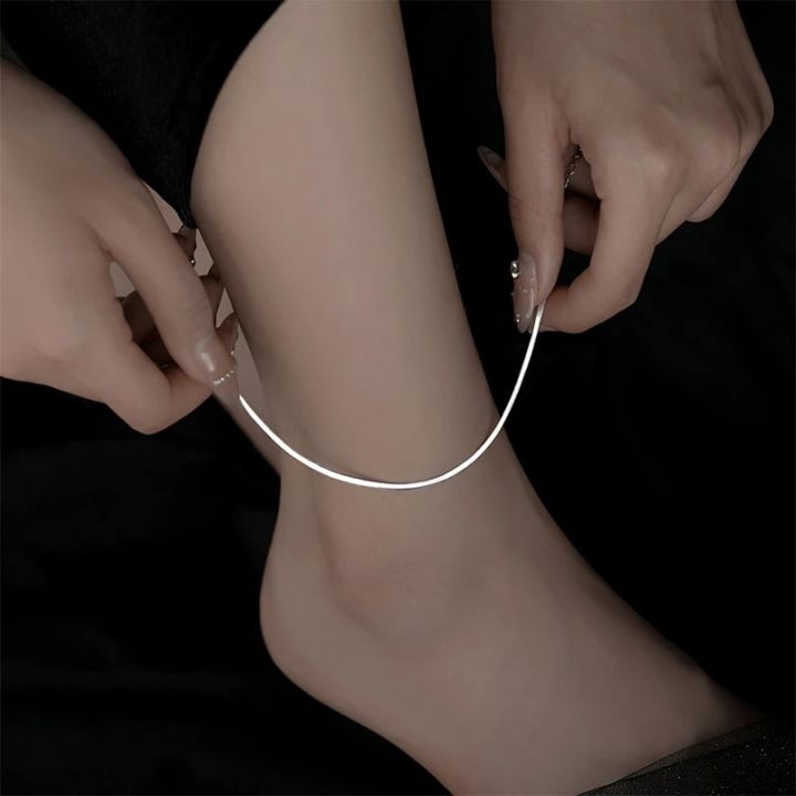 925 Sterling Silver Snake Bone Anklet Exquisite Temperament Anklet Long Anklet Sparkling Footchains Birthday Gift Jewelry