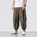 Yfashion Men Large Size Bloomers Pants Solid Color Casual Yoga Pants Loose Quick-drying Harem Pants color. 