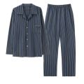 Cotton spring autumn middle-aged and young men's sleepwear, long sleeved outerwear, plus size loose home suit set, fashionable. 
