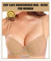 Cup Lace Underwired Bra - BEIGE. 