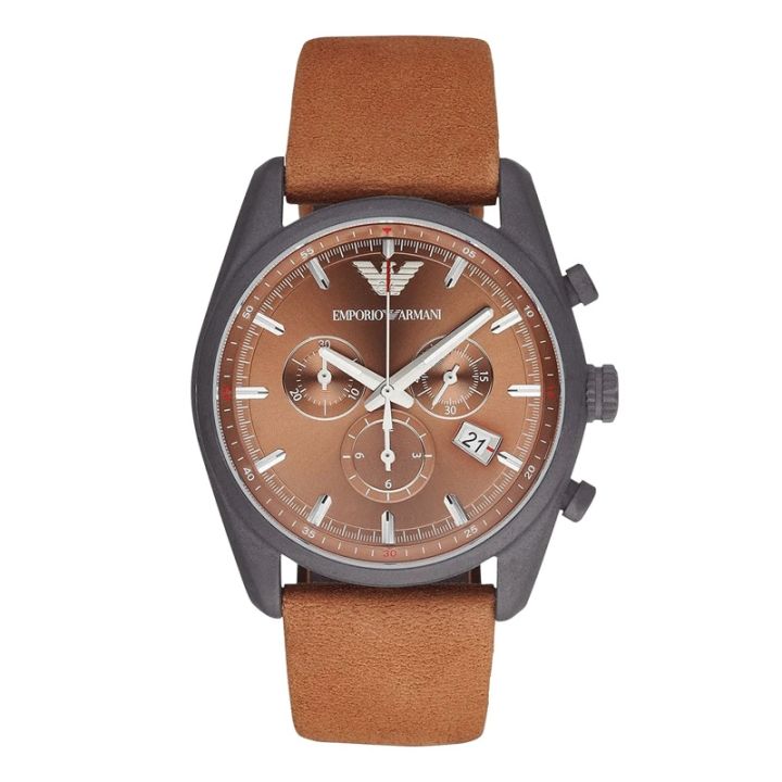 Emporio Armani AR6077 Leather Strap Wrist Quartz Watch For Men’s | Daraz.pk