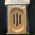 SOAP DISH COUNTER TOP BAMBOO WOOD WITH RUBBER PADS SQUARE SHAPED. 