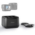 aMagisn AC21 Battery Charger with 3 Battery Channels Charging Box with USB Port and 2 Card Slots Compatible with Insta 360 Ace Pro/Ace. 