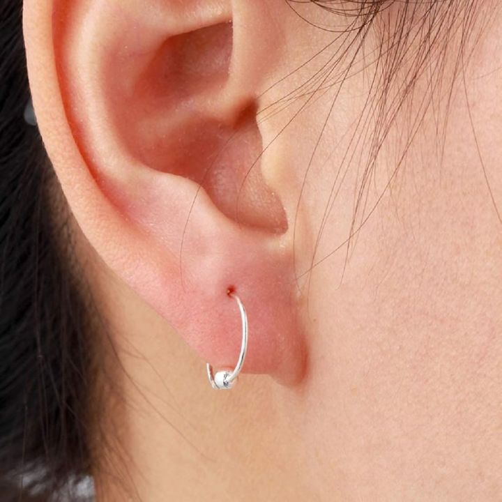 Pure Silver(Chandi) Plain Bali Earrings Baby Girls And Women With One Ball