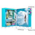 HT  Non-woven Cloth Wardrobe Folding Portable Clothing Storage Cabinet Dustproof Cloth Closet Simple Bedroom Multipurpose 150*70*45. 