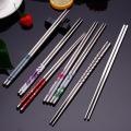 Festival Blue Patters Portable For Sticks Reusable Porcelain Tableware Steel Chopsticks. 