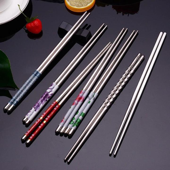 Festival Blue Patters Portable For Sticks Reusable Porcelain Tableware Steel Chopsticks