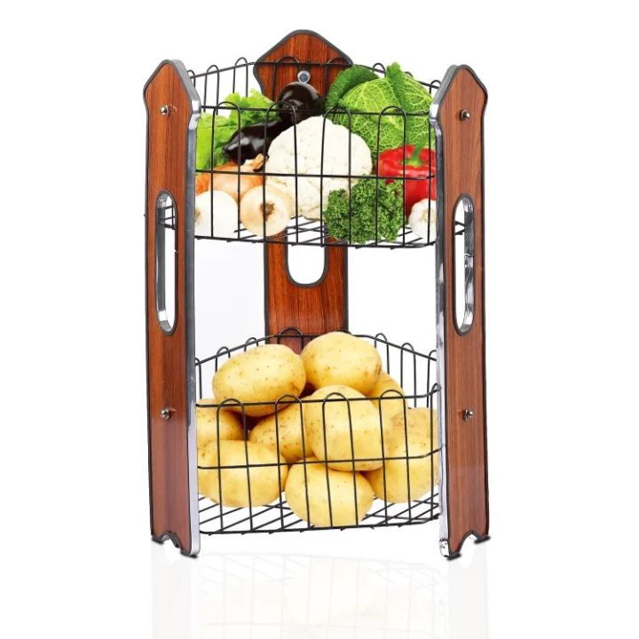 Vegetables And Fruit Basket Vegetable Stand Premium Laminated Wood