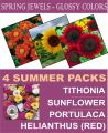 4 Packets - Different Varieties Portulaca Tithonia Red Sunflower Spring Summer Season Flower Seeds. 