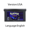 GBA Game Cartridge 32 Bit Video Game Console Card Pokemon Gaia Neon Blue Inclement Emerald Saffron Leaf Yellow Fan Made for GBA. 