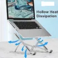 Portable Aluminum Foldable Laptop Metal Stand Adjustable Height Folding Laptop Holder Solid Stand With Anti Slip Rubber Grips - Silver. 