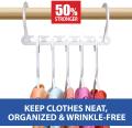 Wonder Hanger Pack Of 8 in White, Magical Hangers, Space Saving Solution for Your Closet- Closet Wardrobe Organizer. 