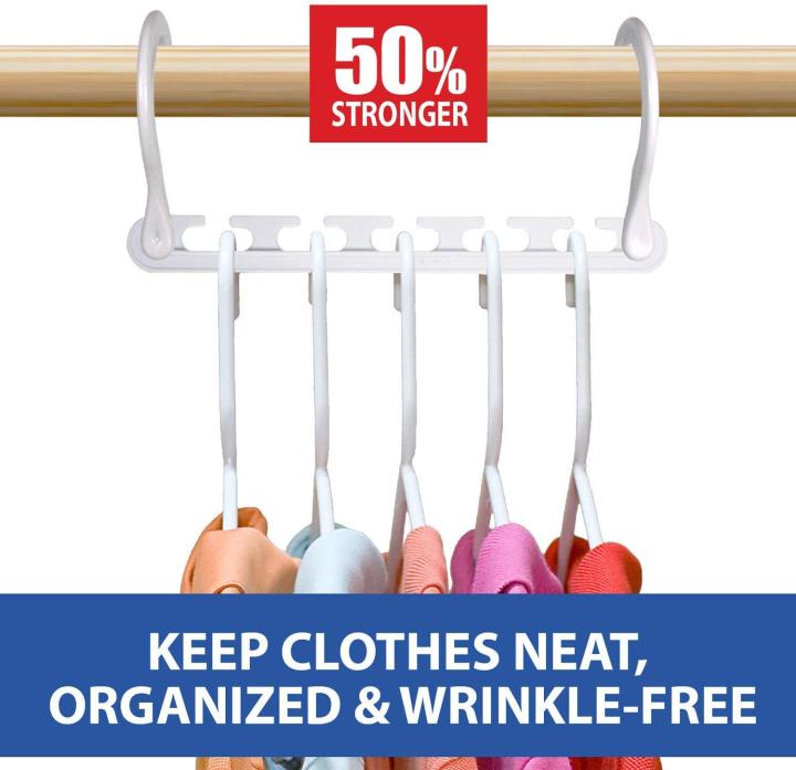Wonder Hanger Pack Of 8 in White, Magical Hangers, Space Saving Solution for Your Closet- Closet Wardrobe Organizer