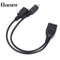 Baoer 2 In 1 Micro Usb Otg Data Cable Host Power Y Splitter Can Be Externally Powered For Mobile Phone Tablet Compatible For Android Windows. 