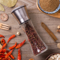 Stainless steel hand black pepper grinder. 