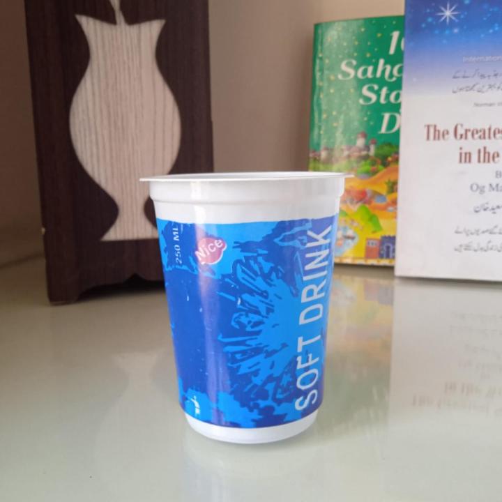 Pack of 50 Disposable Printed Plastic glass/Cup (250 ml/8.4oz)