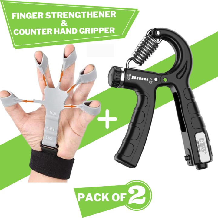 Pack of 2 Counter hand strengthener grip and finger strengthener - forearm ring hand exercisers - silicone squeezer gripper for muscle strengthening training tool Denovo Mart