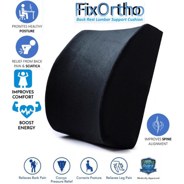 FixOrtho BackCare Lumbar Seat Cushion for Car Seat & Office Chair - Spine Aligner
