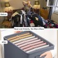 9 Grids Washable Wardrobe Clothes Organizer, Jeans Compartment Storage Box, Clothes Drawer Mesh Separation Box, Portable Foldable Closet (GREY). 