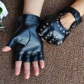 【HOT】 1 Pair Halloween Black Pu Leather Fingerless Gloves Female Half Finger Driving Women Fashion Punk Gloves Dance Rivets Gloves. 