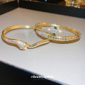 Real Gold Electroplated Zircon Snake Bracelet Fashion Design Bracelet Personality Affordable Luxury Creative Style Bracelet. 