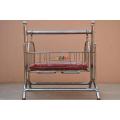 New Born Baby Silver Chrome Baby Swinging Cradle with Soft Mattress Bed. 