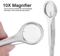 10X Handheld Magnifying Glass with Tweezers Stainless Steel Mini Magnifying Glass Loupe for Inspection Jewelry Coins Stamps Maps. 