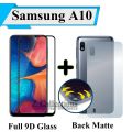 Samsung Galaxy A10 Full Black 9D|5D|6D|10D|11D|21D Tempered Glass Screen Protector Full Glue Edge To Edge + Back Matte Protector Soft Skin Sheet Soft Film Protector For  Samsung Galaxy A10. 