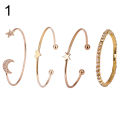 Delicate Star Moon Crystal Open Bangle Bracelet for Women Birthday Gifts. 