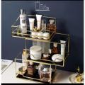 Cosmetic storage box transperant makeup organizer 3 tier glass trays. 