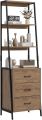 Industrial Bookshelf, Tall Bookcase with 3 Fabric Storage Drawers, Display Standing Shelf Unit for Living Room, Home Office,. 