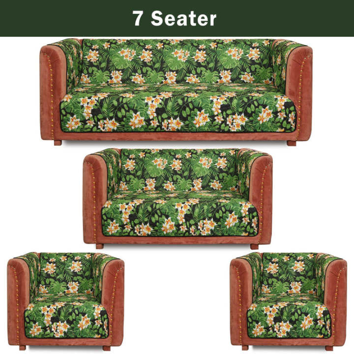 Tropical Palm Quilted Sofa Cover Set | Daraz.pk