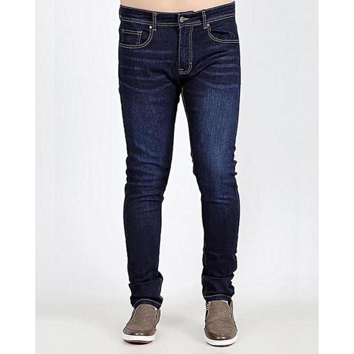 Straight Stretch Blue Jeans For Men