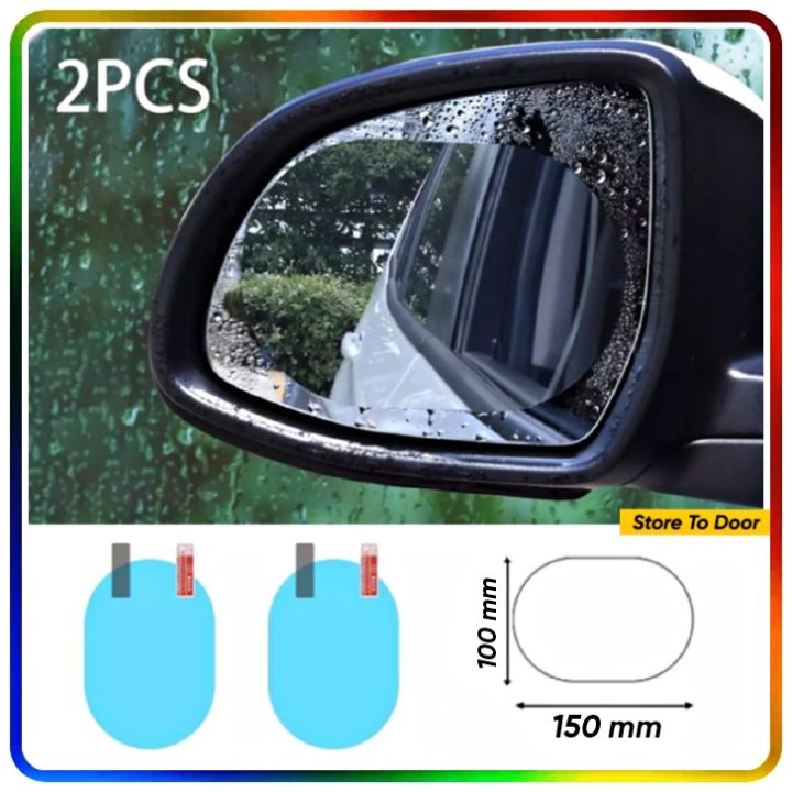Rainproof Car Mirror Films Anti-Rain, Anti-Fog & Anti-Glare (2 Pc) Waterproof Films For Car / Bike Side Mirrors Glass Transparent