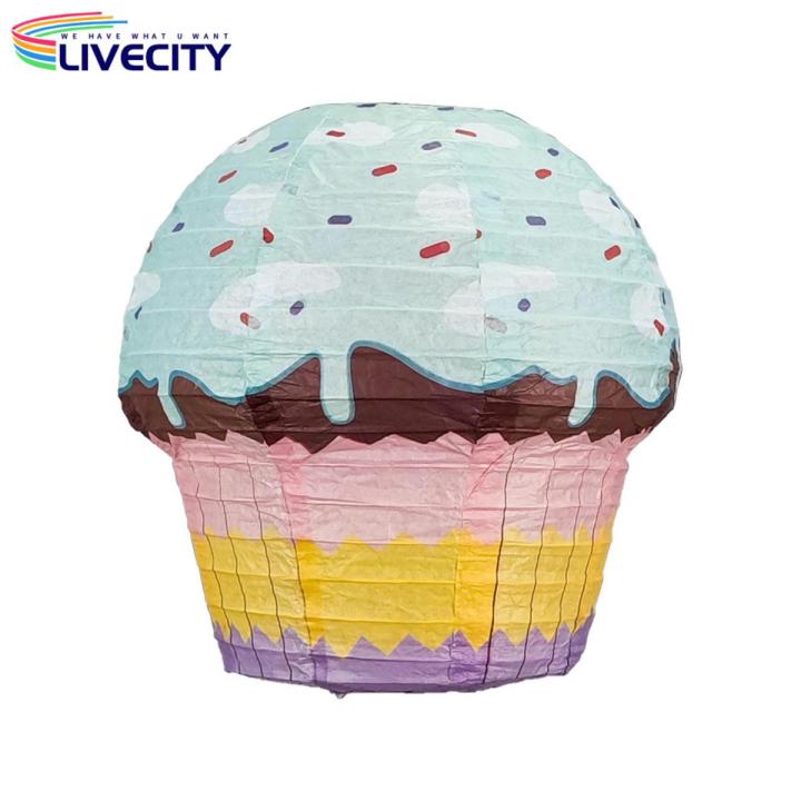 Folding Lantern Eye-catching Cartoon Cake Hanging Paper Lamp