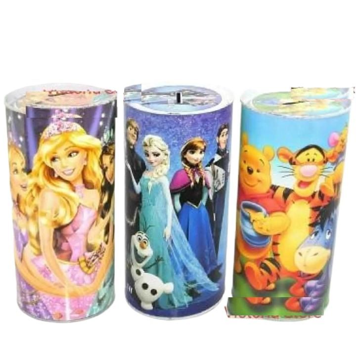 Jar Shaped Long Metal Money Box Birthday Gift Metal Money Box for Boys and Girls (Assorted Character)