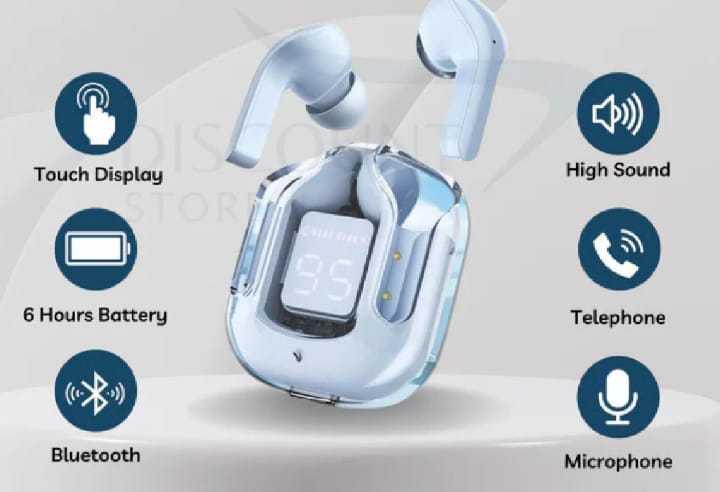 Air31 Wireless Headphones LED Power Digital Display Stereo Sound Bluetooth | compatible 5.3 Earphones for Sports Working | Transparent Digital Display | A31 Wireless Bluetooth Earbuds